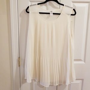 Ivory pleated peplum shirt